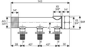 Коллектор TECEflex 3/4” на 3 контура