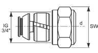 Концовка разборная TECEflex 3/4