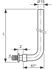 Монтажная трубка TECEflex для подключения радиатора конечная, 15 мм
