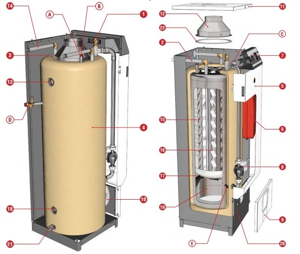 Схема водогрейного котла ACV HeatMaster 30 N/ 60 N 